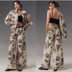 Anthropologie Leon Double Hem High-Rise Wide-Leg Cuffed Jeans by Pilcro